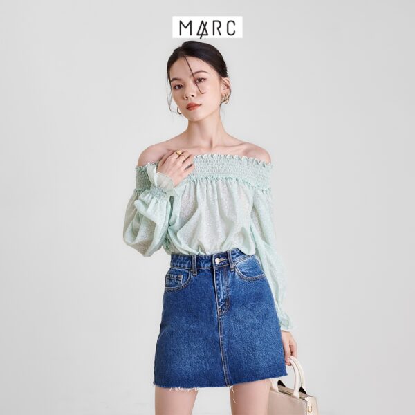 Áo trễ vai nữ MARC FASHION tay dài form suông smocking vai CBLH0414 - Hình ảnh 2