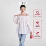 Áo trễ vai nữ MARC FASHION tay dài form suông smocking vai CBLH0414