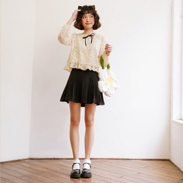BLEUBIRD Áo ren buộc nơ NANAKO TOP - Hình ảnh 3