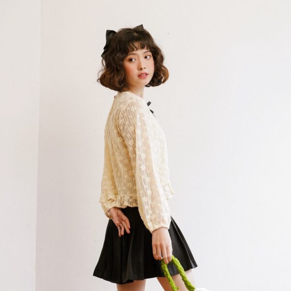 BLEUBIRD Áo ren buộc nơ NANAKO TOP - Hình ảnh 5