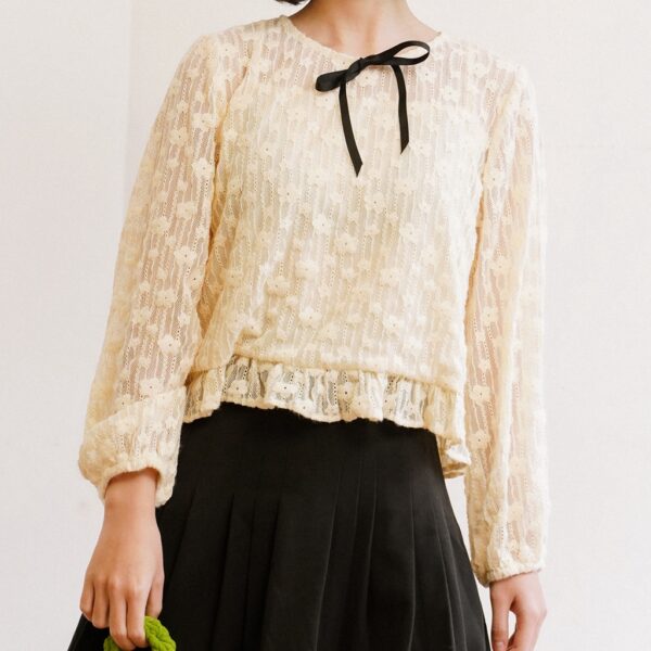 BLEUBIRD Áo ren buộc nơ NANAKO TOP - Hình ảnh 6