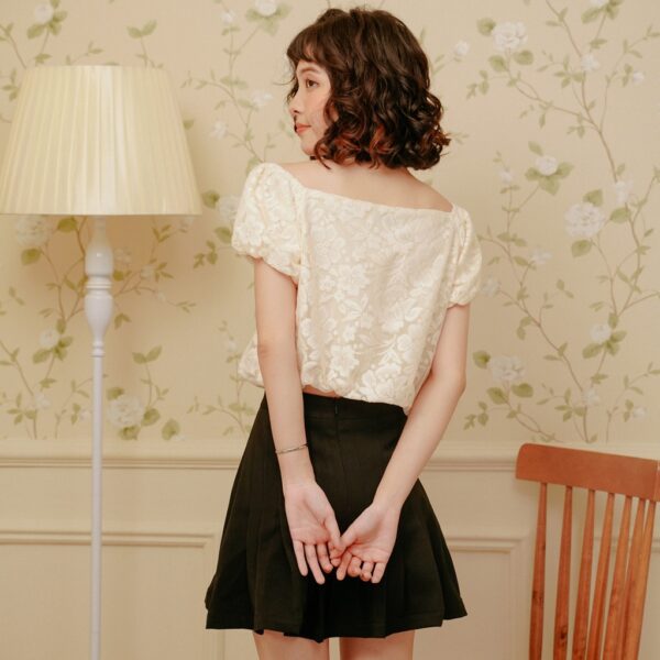 BLEUBIRD Áo ren croptop dáng bí đính nơ len móc NOBARA TOP - Hình ảnh 3
