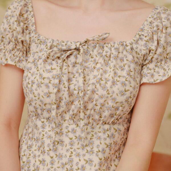 BLEUBIRD Váy vải sợi cotton hoa nhí dáng xoè rút dây ALISA DRESS - Hình ảnh 6