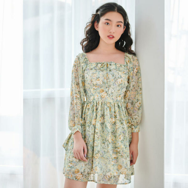 BLEUBIRD Váy voan hoa xoè JARDIN DRESS
