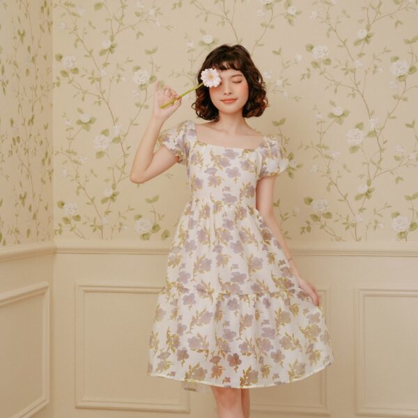 BLEUBIRD Váy voan organza in hoa nơ lưng dáng xoè VIOLET DRESS - Hình ảnh 2