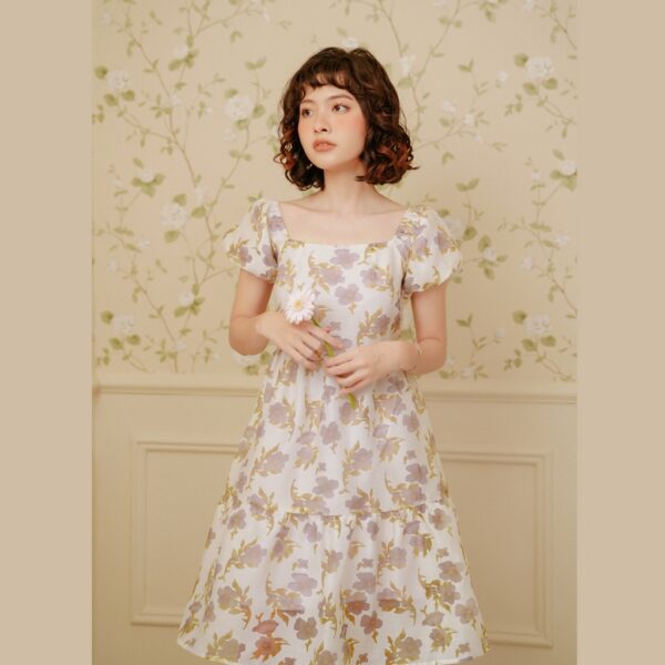 BLEUBIRD Váy voan organza in hoa nơ lưng dáng xoè VIOLET DRESS - Hình ảnh 4