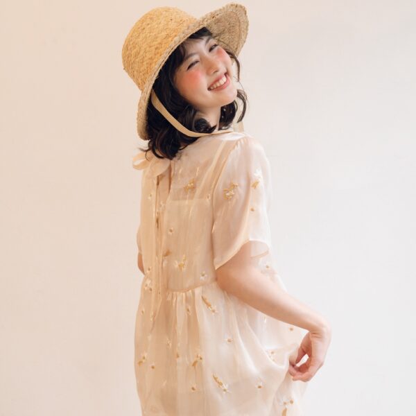 BLEUBIRD Váy voan organza thêu hoa dáng suông dài HOTARU DRESS - Hình ảnh 4