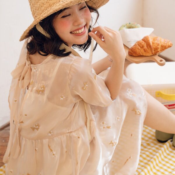 BLEUBIRD Váy voan organza thêu hoa dáng suông dài HOTARU DRESS - Hình ảnh 6