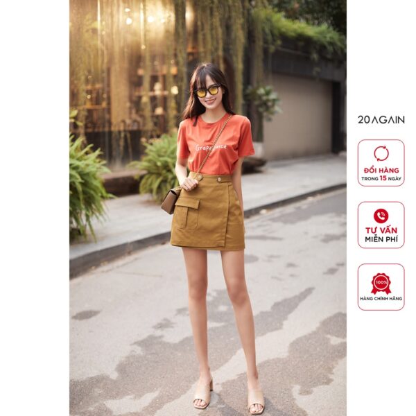 Chân váy chữ A vạt chồng 20AGAIN, thiết kế basic sang trọng JAA2330 - Ảnh 2