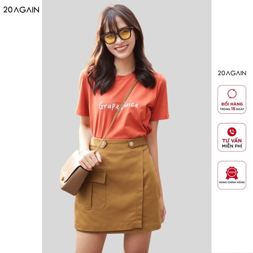 Chân váy chữ A vạt chồng 20AGAIN, thiết kế basic sang trọng JAA2330