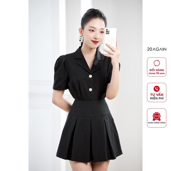 Chân váy công sở dáng xòe xếp ly 20AGAIN, thiết kế công sở hiện đại JBA2307 - Ảnh 3