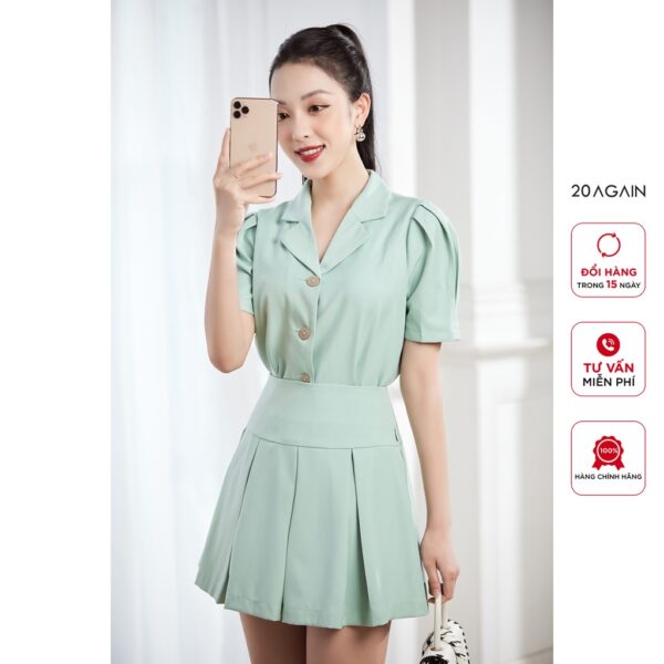 Chân váy công sở dáng xòe xếp ly 20AGAIN, thiết kế công sở hiện đại JBA2307 - Ảnh 5
