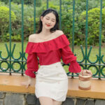 Chân váy dạ chữ a ngắn qua gối cạp cao LUCETFASHION tweed cao cấp Nolan SKirt