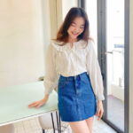 Chân váy jean ngắn lưng cao cá tính Denim Skirt LUCETFASHION