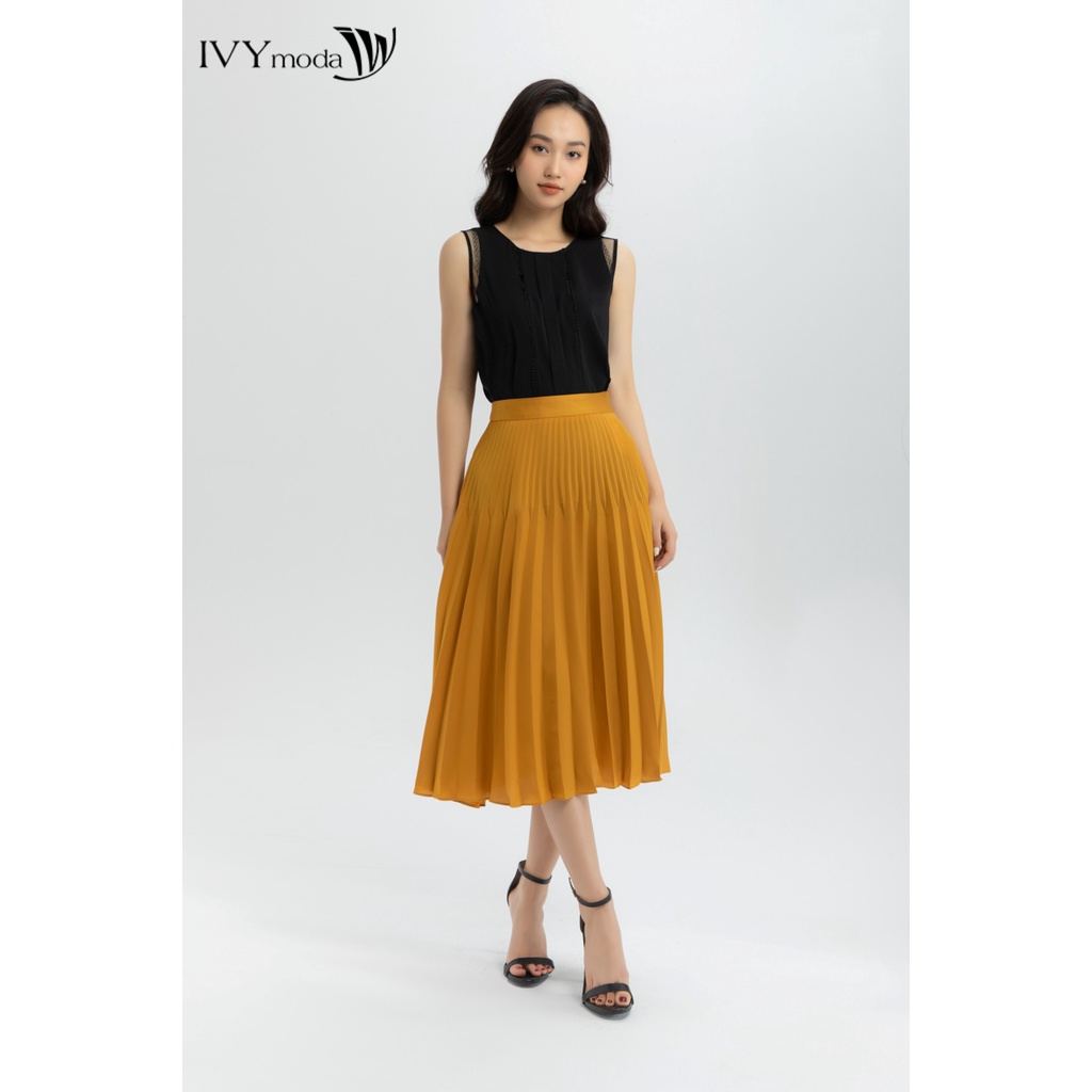 Bộ áo sơ mi lụa và chân váy xếp ly nữ IVY moda MS 17T0214  Shopee Việt Nam