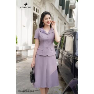 Chân váy nữ thiết kế Hong Vic tím A ly úp CV185
