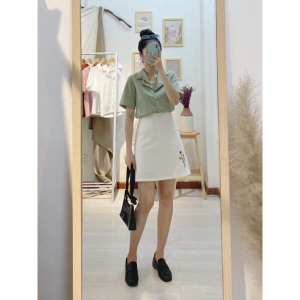 Chân váy thêu hoa bi TIELA - Chân váy chữ A công sở - Hoa bi Skirt - Ảnh 7
