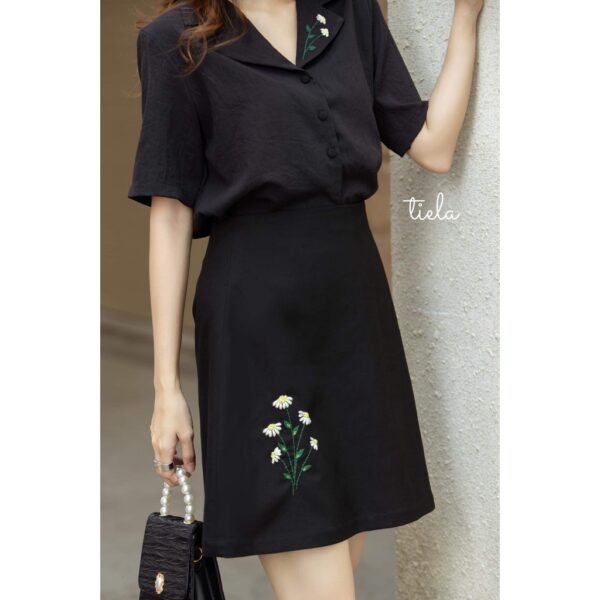 Chân váy thêu hoa cúc Daisy TIELA - Chân váy công sở chữ A - Daisy skirt - Ảnh 7