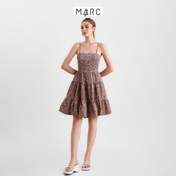 Đầm 2 dây nữ MARC FASHION nhung tăm 3 tầng CBLH0312 - Hình ảnh 3