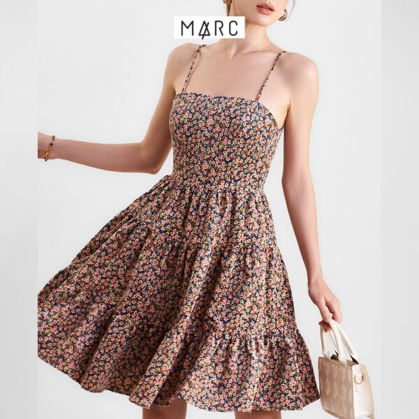 Đầm 2 dây nữ MARC FASHION nhung tăm 3 tầng CBLH0312 - Hình ảnh 6