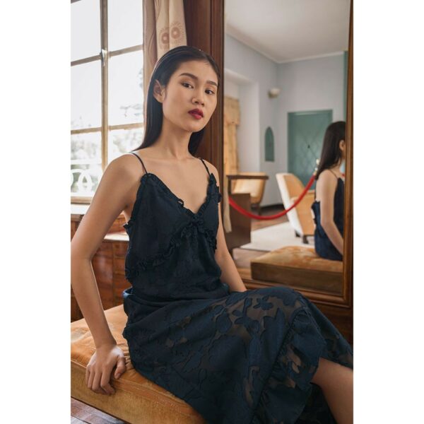Đầm dây voan lụa dệt hoa nổi Mauve Midnight dress