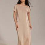 Đầm lụa dài ngắn tay Mauve Classy Silk dress