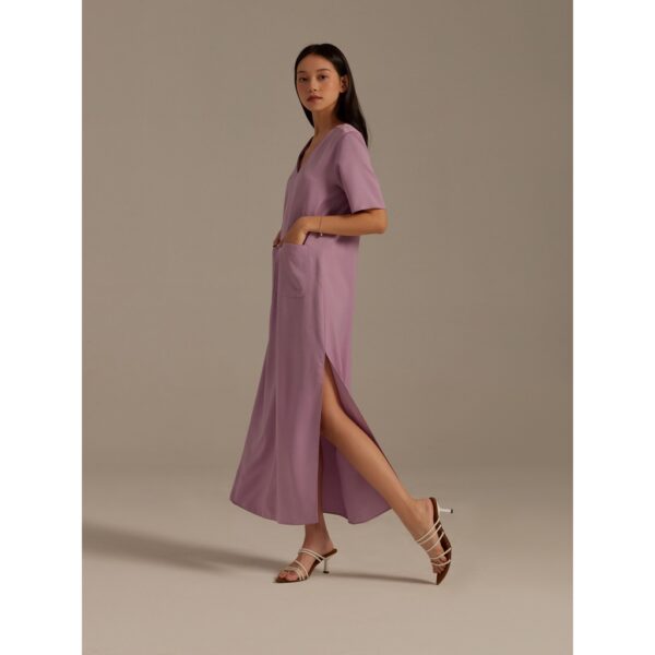 Đầm lụa dài xẻ một bên ta Mauve Pocket Dress - Hình ảnh 2