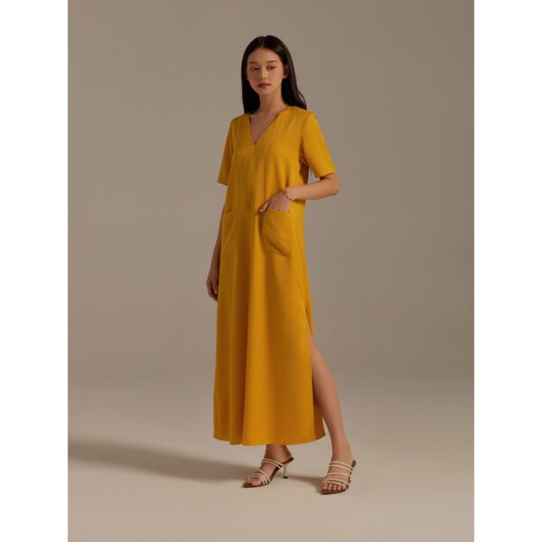 Đầm lụa dài xẻ một bên ta Mauve Pocket Dress - Hình ảnh 3