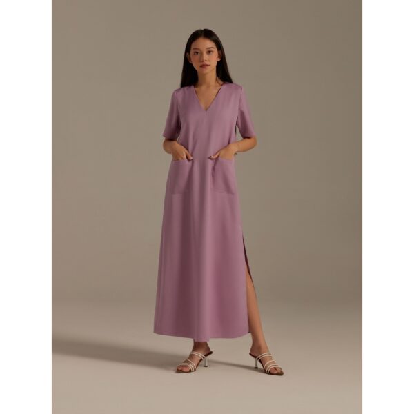 Đầm lụa dài xẻ một bên ta Mauve Pocket Dress - Hình ảnh 6