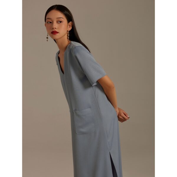 Đầm lụa dài xẻ một bên ta Mauve Pocket Dress - Hình ảnh 8