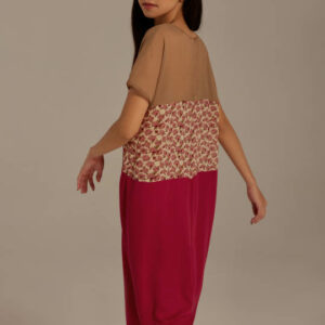 Đầm lụa phối ba màu Mauve Indochine dress