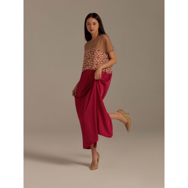 Đầm lụa phối ba màu Mauve Indochine dress - Hình ảnh 2