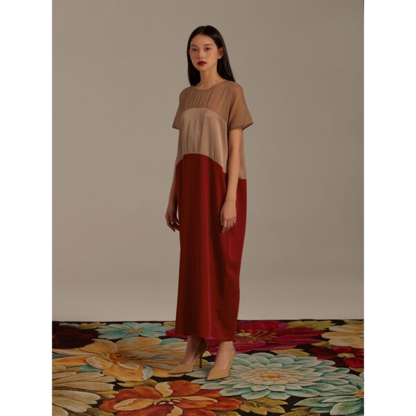 Đầm lụa phối ba màu Mauve Indochine dress - Hình ảnh 3