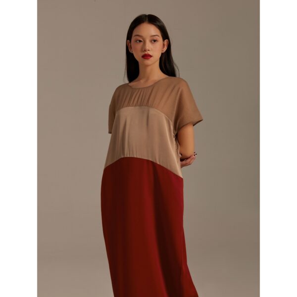 Đầm lụa phối ba màu Mauve Indochine dress - Hình ảnh 4