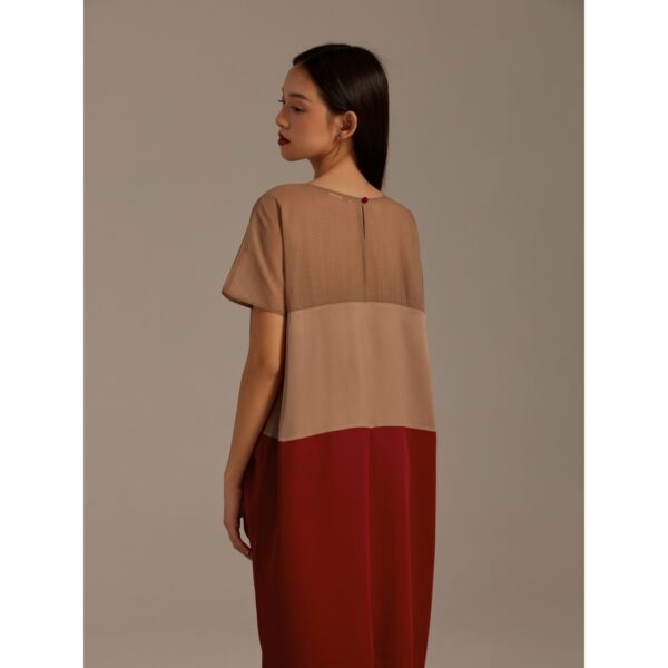Đầm lụa phối ba màu Mauve Indochine dress - Hình ảnh 8