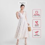 Đầm maxi nữ MARC FASHION hoa đính thêu nhún trước TRVH0405