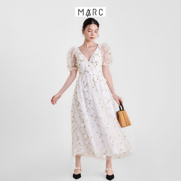 Đầm maxi nữ MARC FASHION hoa đính thêu nhún trước TRVH0405 - Hình ảnh 3