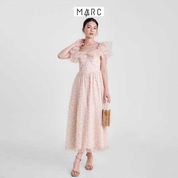 Đầm maxi nữ MARC FASHION hoa lưới trễ vai smocking lưng TRVH0404 - Hình ảnh 2