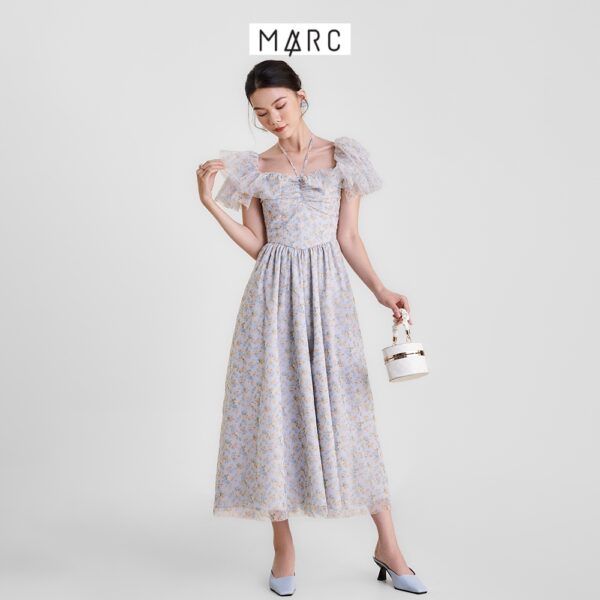 Đầm maxi nữ MARC FASHION hoa lưới trễ vai smocking lưng TRVH0404 - Hình ảnh 3