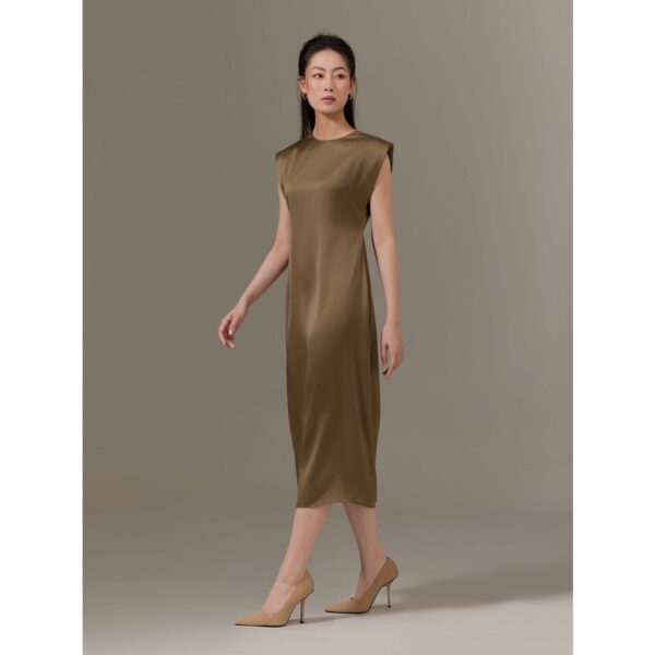 Đầm Midi vai độn lụa dày dặn Mauve Shoulder Padded Midi dress - Hình ảnh 6