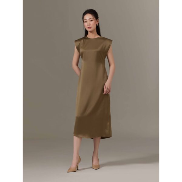 Đầm Midi vai độn lụa dày dặn Mauve Shoulder Padded Midi dress - Hình ảnh 8