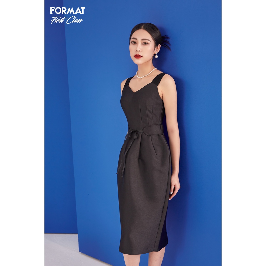 Đầm nữ FORMAT cao cấp 2 lớp hai dây A990-018K