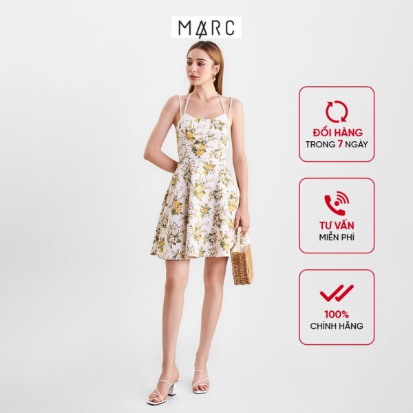 Đầm nữ MARC FASHION dây họa tiết hoa cột dây kiểu yếm TRHH0424