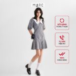 Đầm nữ MARC FASHION gingham phối cổ viền ren FAVH0501