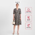 Đầm nữ MARC FASHION họa tiết hoa tay phồng cột dây eo CBHH0350