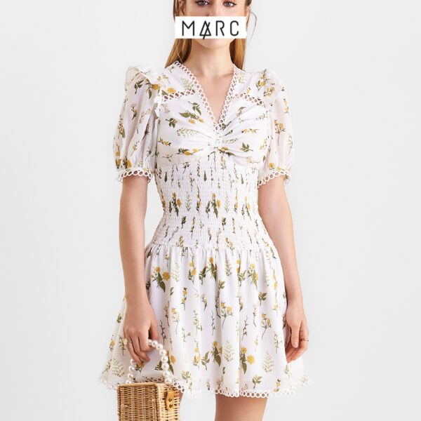 Đầm nữ MARC FASHION hoa botanical smocking eo viền ren tròn TRLH0422 - Hình ảnh 2