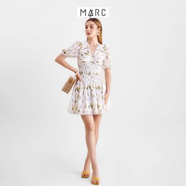 Đầm nữ MARC FASHION hoa botanical smocking eo viền ren tròn TRLH0422 - Hình ảnh 8