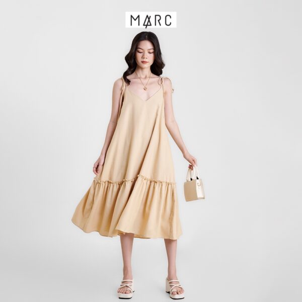 Đầm nữ MARC FASHION linen midi 2 dây xẻ V CBLH0492 - Hình ảnh 2