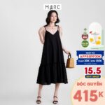 Đầm nữ MARC FASHION linen midi 2 dây xẻ V CBLH0492