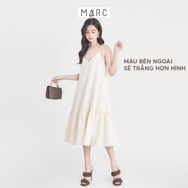 Đầm nữ MARC FASHION linen midi 2 dây xẻ V CBLH0492 - Hình ảnh 5
